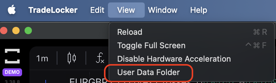 view > user data folder
