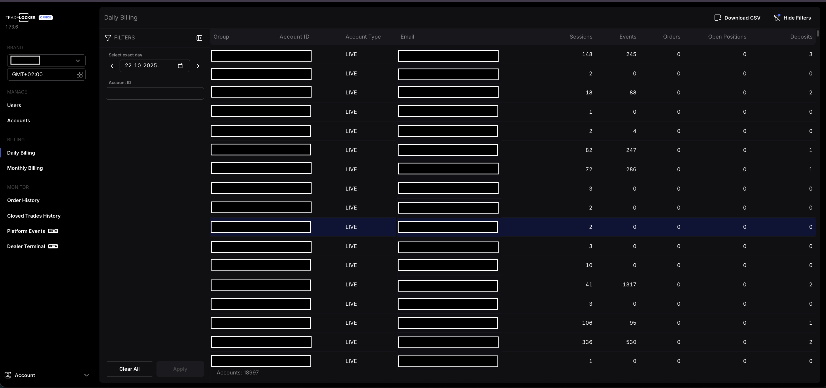 billing on tradelocker office