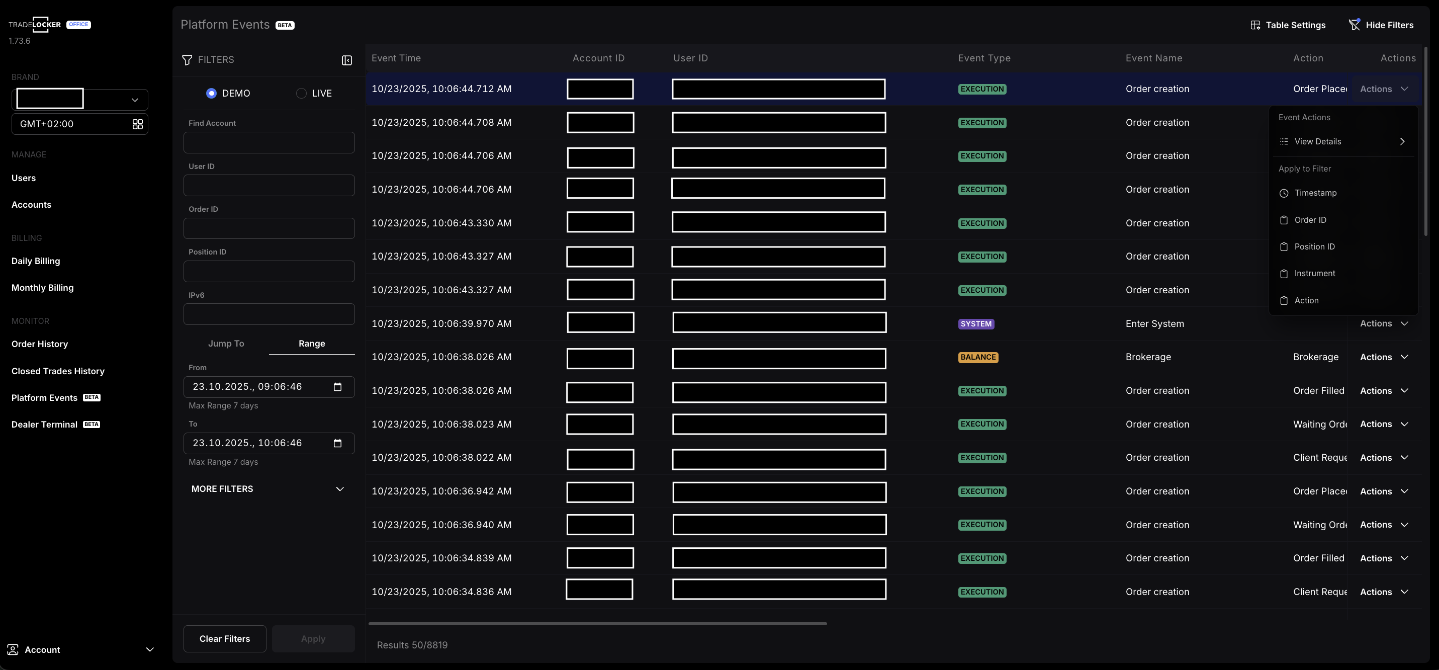 platform events on tradelocker