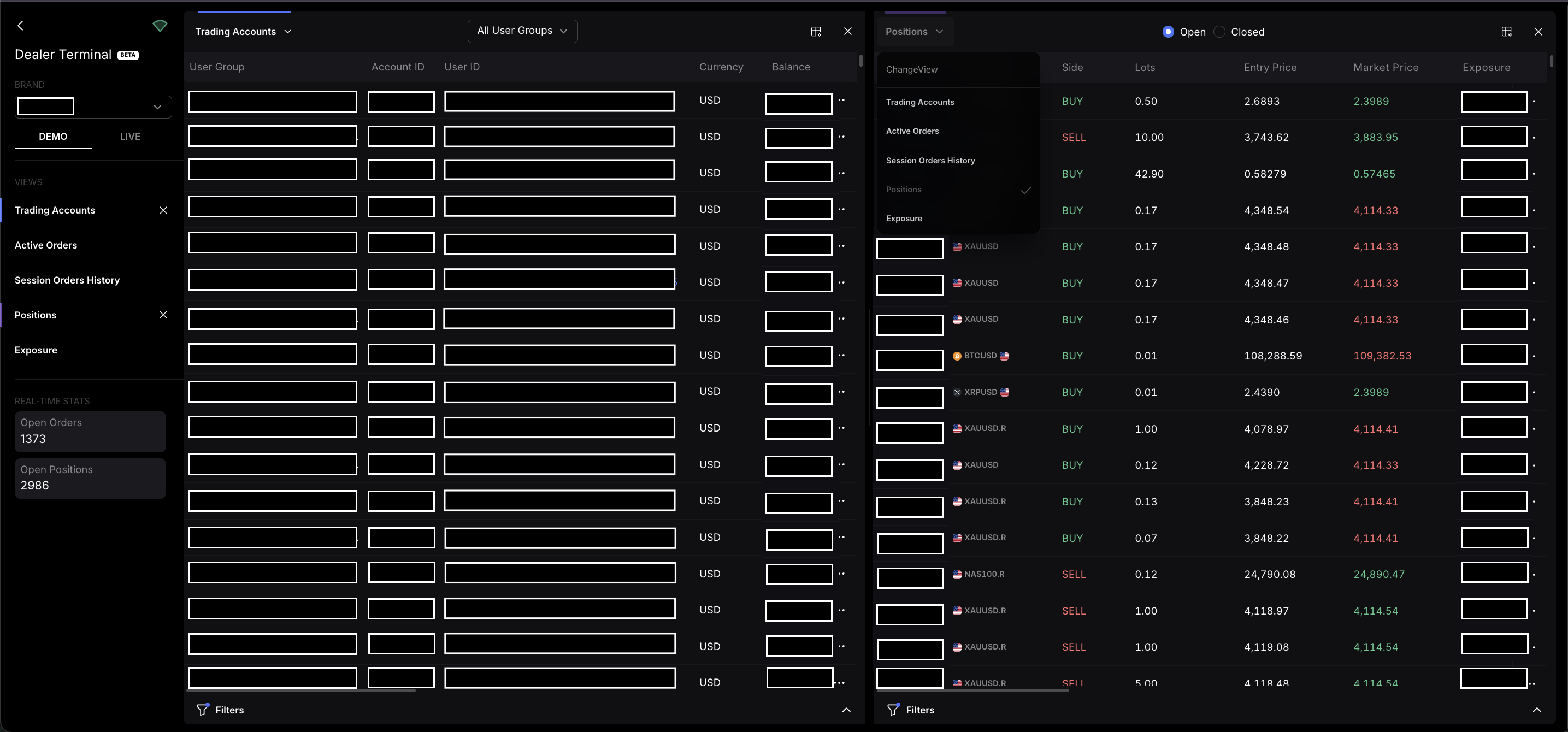 dealer terminal on tradelocker