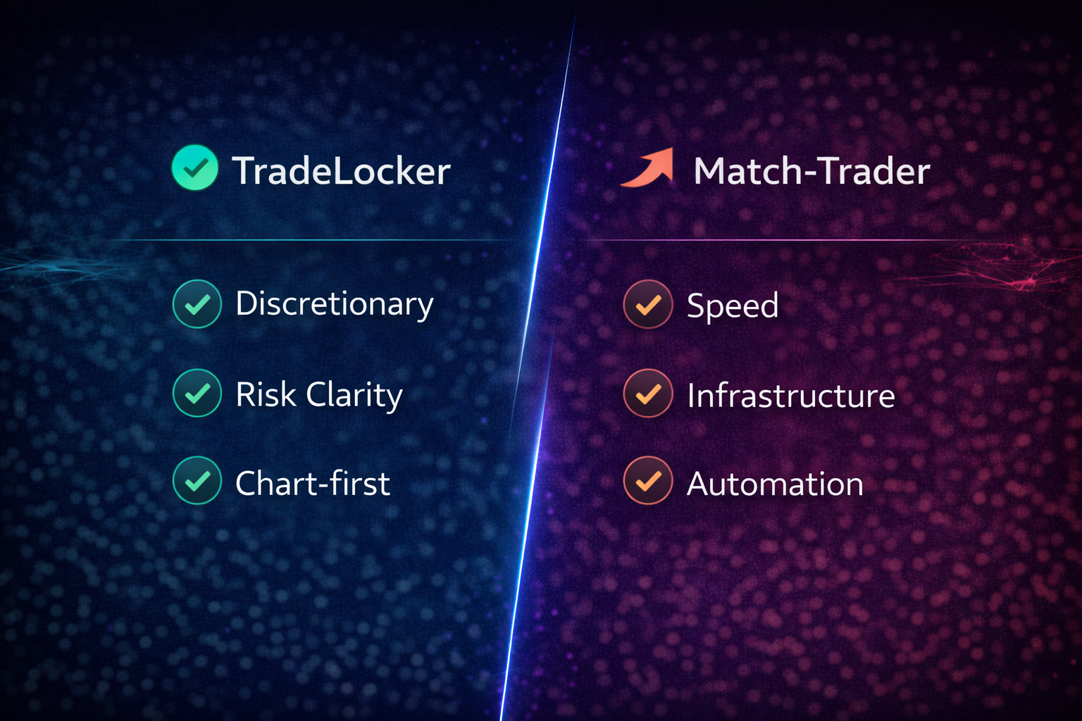 Strategic comparison of TradeLocker for discretionary trading and Match-Trader for infrastructure and speed