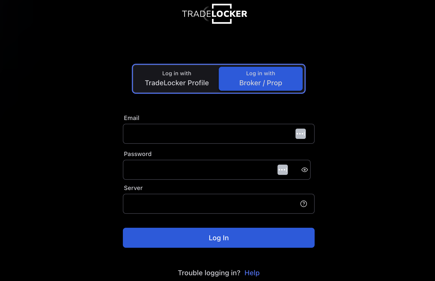 login with broker or prop